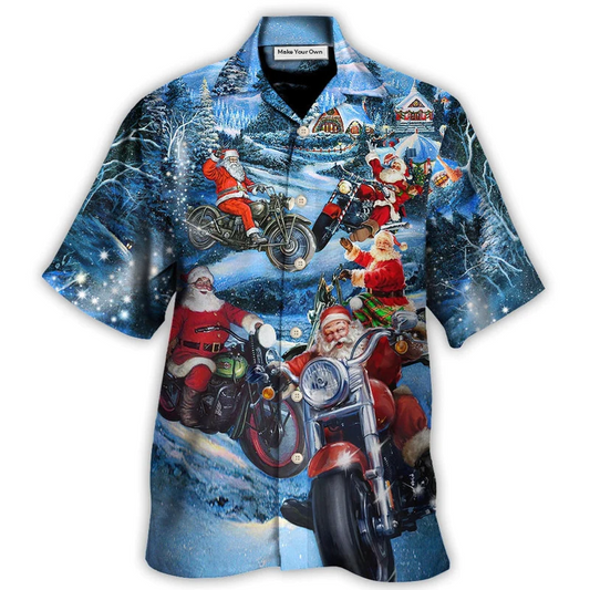 Hawaiian Shirt / Adults / S Christmas Driving With Santa Claus In Town - Hawaiian Shirt - Reefox