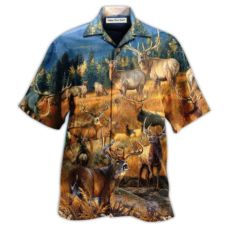 Hawaiian Shirt / Adults / S Deer All Good Things Are Wild And Free Deer - Hawaiian Shirt - Reefox