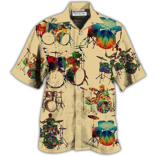 Hawaiian Shirt / Adults / S Drum Awesome Music Instrument - Hawaiian Shirt - Reefox