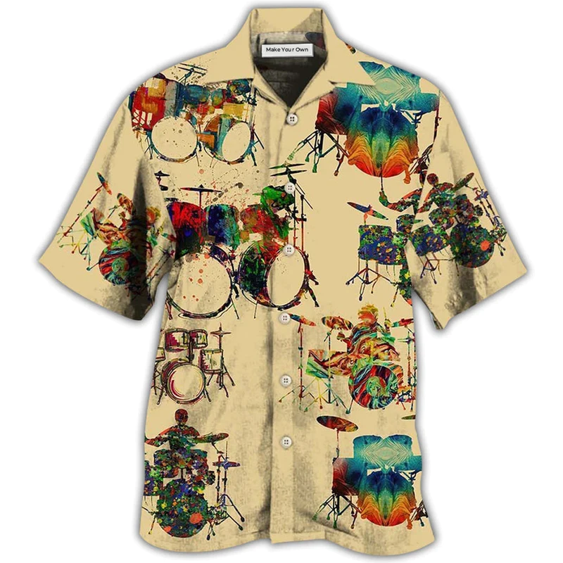 Hawaiian Shirt / Adults / S Drum Awesome Music Instrument - Hawaiian Shirt - Reefox