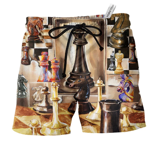 Beach Short / Adults / S Chess We Are All Being Played Chess - Beach Short Reefox - Owls Matrix LTD