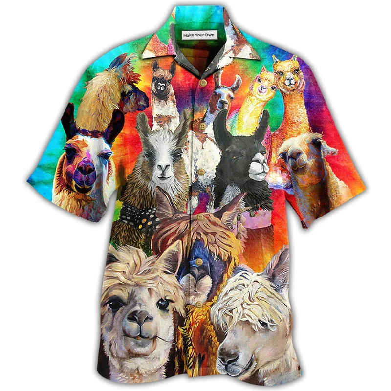 Hawaiian Shirt / Adults / S Lama Smile Happy Life - Hawaiian Shirt - Reefox