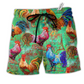 Beach Short / Adults / S Farm Chicken Love Green - Beach Short Reefox - Owls Matrix LTD