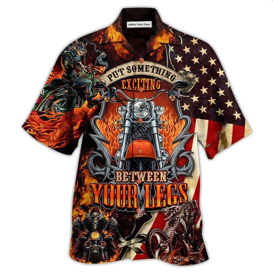 Hawaiian Shirt / Adults / S Motorcycle Put Something Exciting Between Your Legs Fire Style - Hawaiian Shirt - Reefox