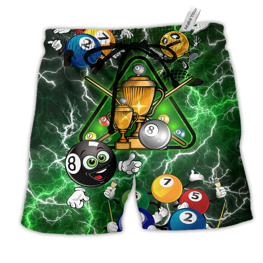 Beach Short / Adults / S Billiard Lover So Funny - Beach Short Reefox - Owls Matrix LTD