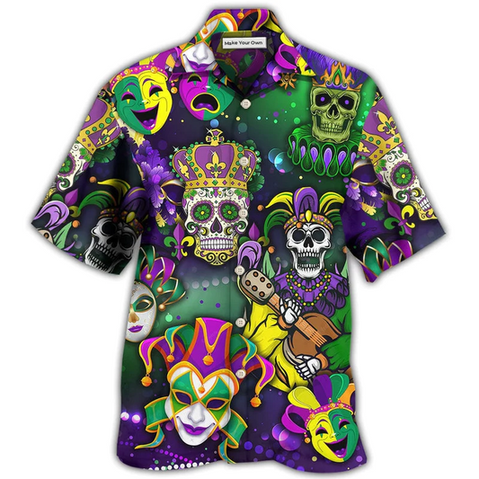 Hawaiian Shirt / Adults / S Mardi Gras Skull Art - Hawaiian Shirt - Reefox