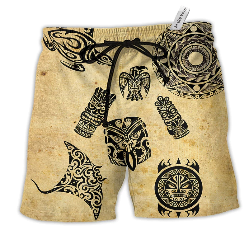 Beach Short / Adults / S Hawaii Hawaiian Culture Vintage Style - Beach Short Reefox - Owls Matrix LTD