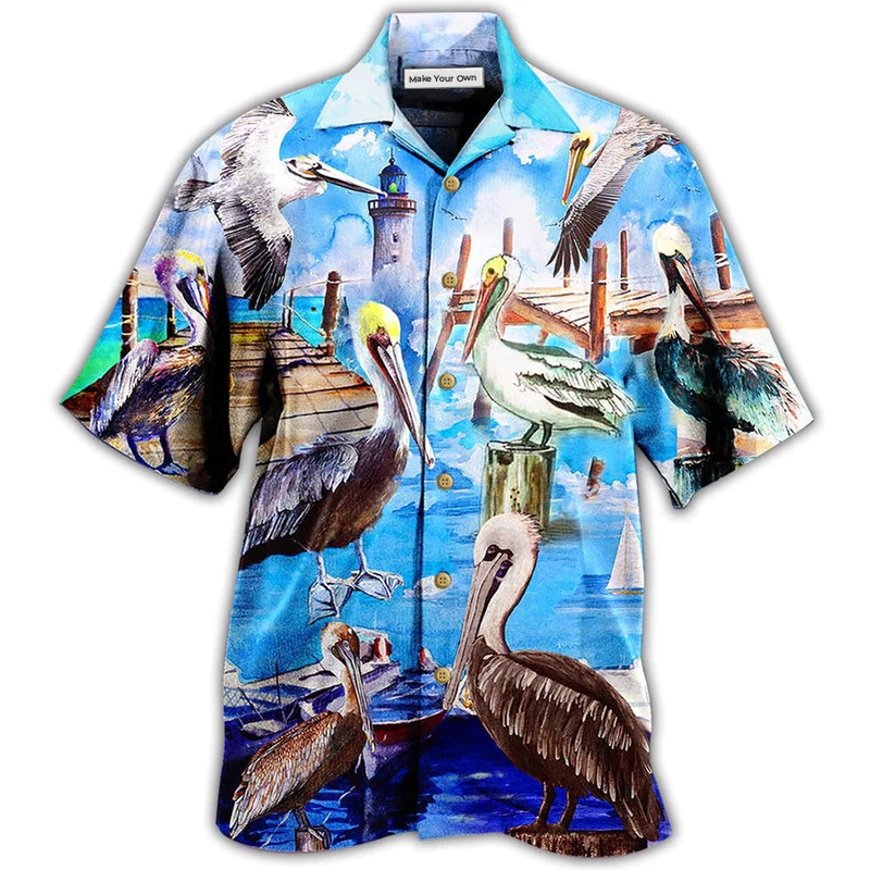 Hawaiian Shirt / Adults / S Pelican Animals Love Beach And Beach Love Them Too Much - Hawaiian Shirt - Reefox