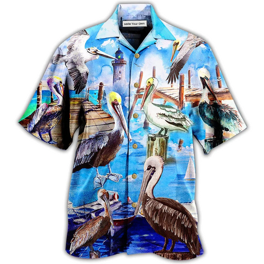 Hawaiian Shirt / Adults / S Pelican Animals Love Beach And Beach Love Them Too Much - Hawaiian Shirt - Reefox
