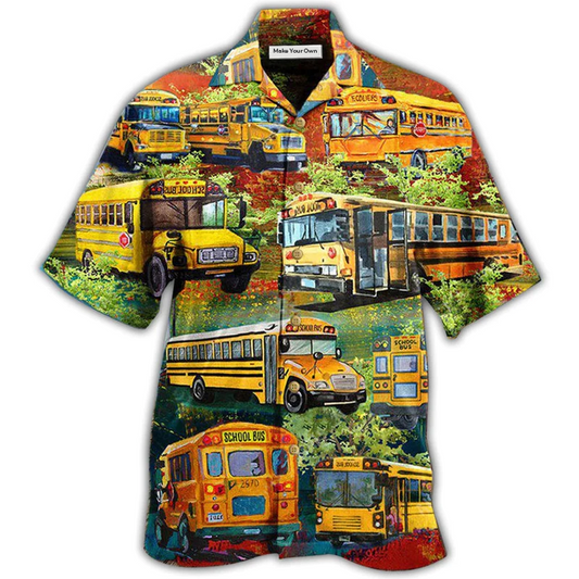 Hawaiian Shirt / Adults / S School Bus Stop Talking Just Say 10-4 School Bus Driver In Green - Hawaiian Shirt - Reefox