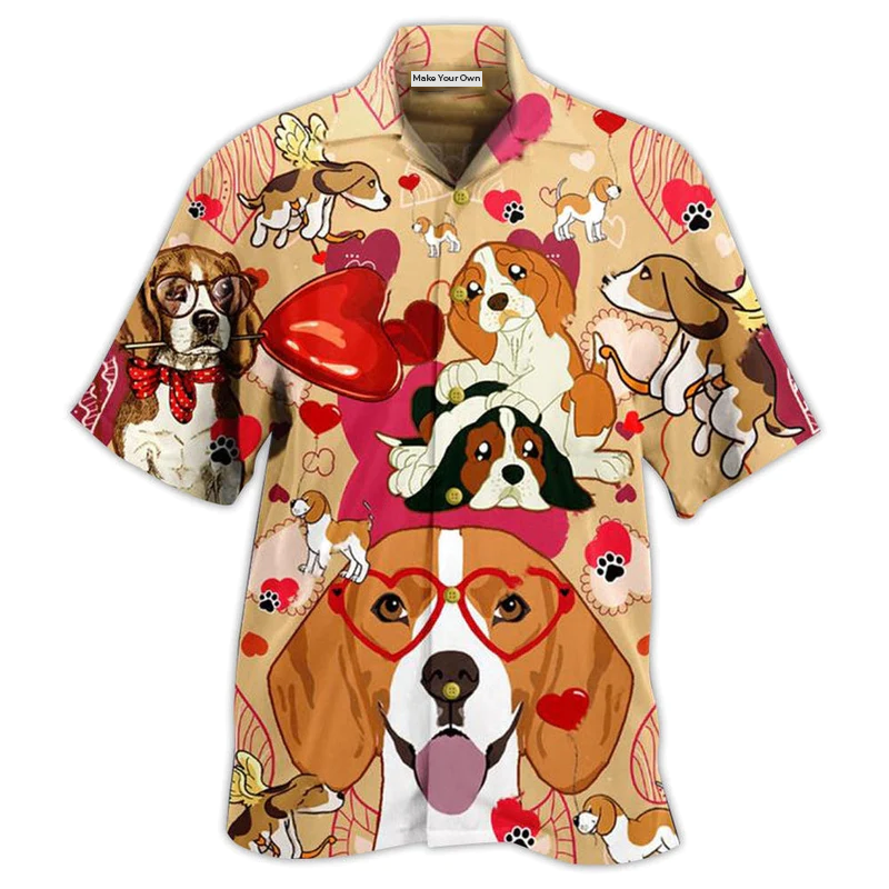Hawaiian Shirt / Adults / S Beagle Dog And Valentine Love You - Hawaiian Shirt - Reefox