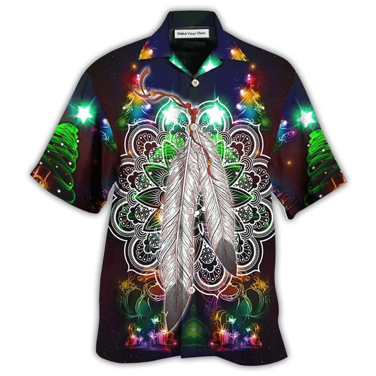 Hawaiian Shirt / Adults / S Native Feather Mandala Merry Christmas Stunning - Hawaiian Shirt - Reefox