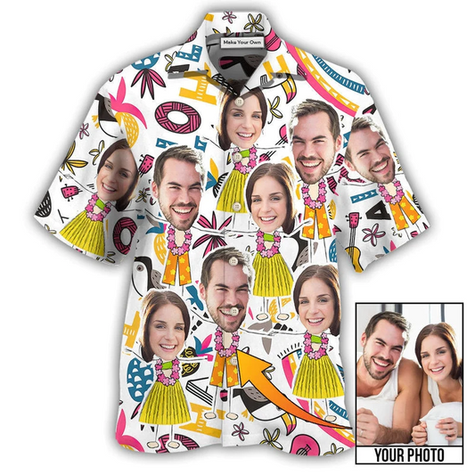 Hawaiian Shirt / Adults / S Face Custom Photo Aloha Couple - Hawaiian Shirt - Reefox