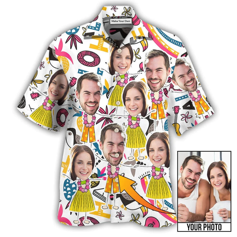 Hawaiian Shirt / Adults / S Face Custom Photo Aloha Couple - Hawaiian Shirt - Reefox