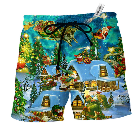 Beach Short / Adults / S Christmas The Magical Night - Beach Short Reefox - Owls Matrix LTD