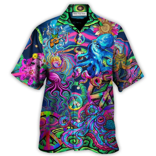 Hawaiian Shirt / Adults / S Hippie Funny Octopus Colorful Tie Dye Style - Hawaiian Shirt - Reefox