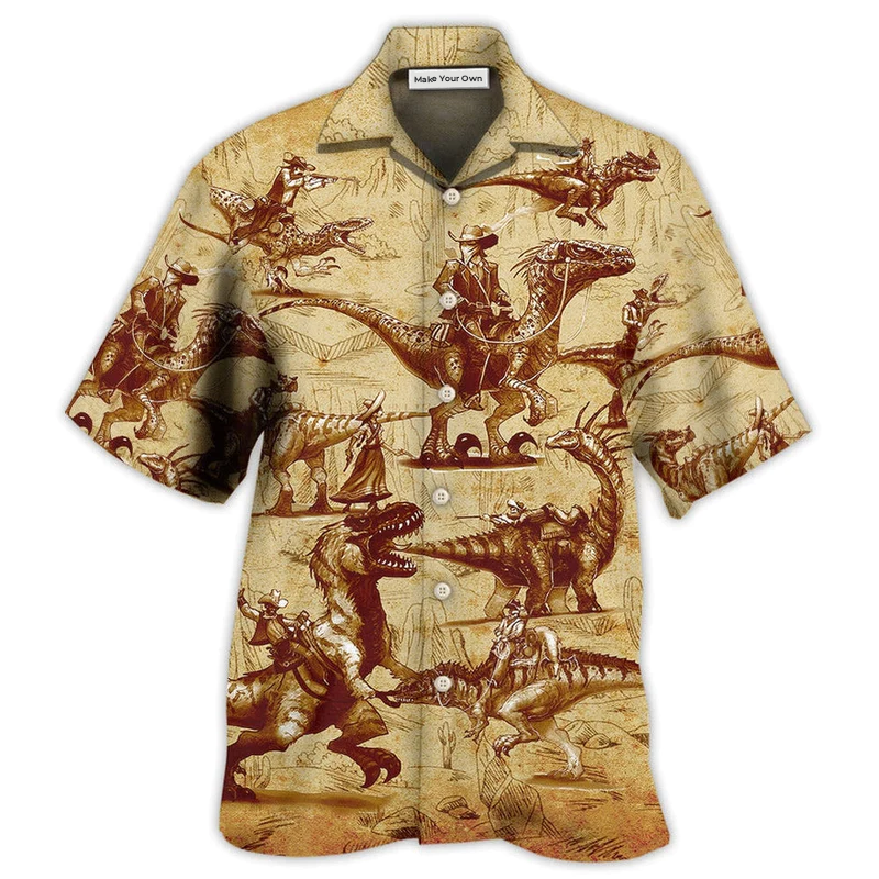 Hawaiian Shirt / Adults / S Cowboy Dinosaur Love Life Love Cool - Hawaiian Shirt - Reefox