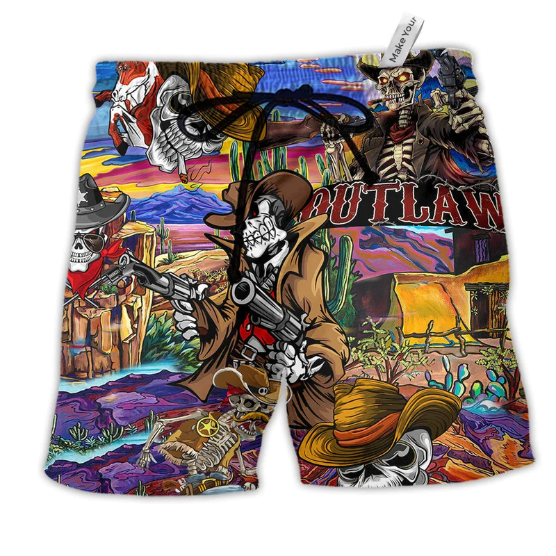Beach Short / Adults / S Cowboy Pirates Skull Love Life Colorful - Beach Short Reefox - Owls Matrix LTD