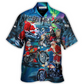 Hawaiian Shirt / Adults / S Christmas Santa Biker Crazy Driving - Hawaiian Shirt - Reefox