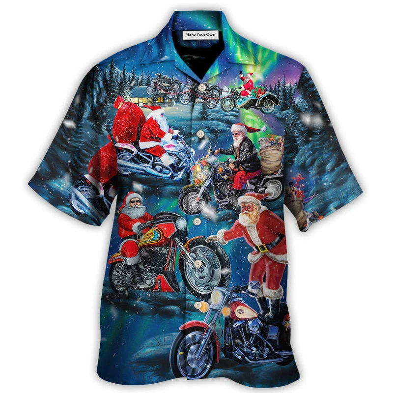 Hawaiian Shirt / Adults / S Christmas Santa Biker Crazy Driving - Hawaiian Shirt - Reefox