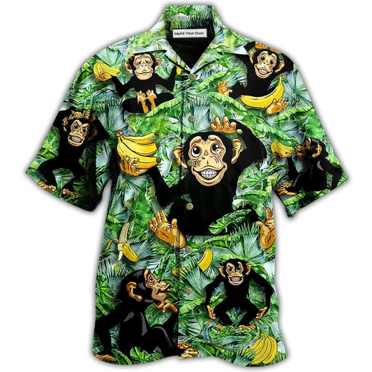 Hawaiian Shirt / Adults / S Monkey Loves Banana With Tree - Hawaiian Shirt - Reefox