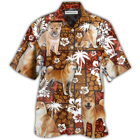 Hawaiian Shirt / Adults / S Akita Dog Lovely Tropical Style - Hawaiian Shirt - Reefox