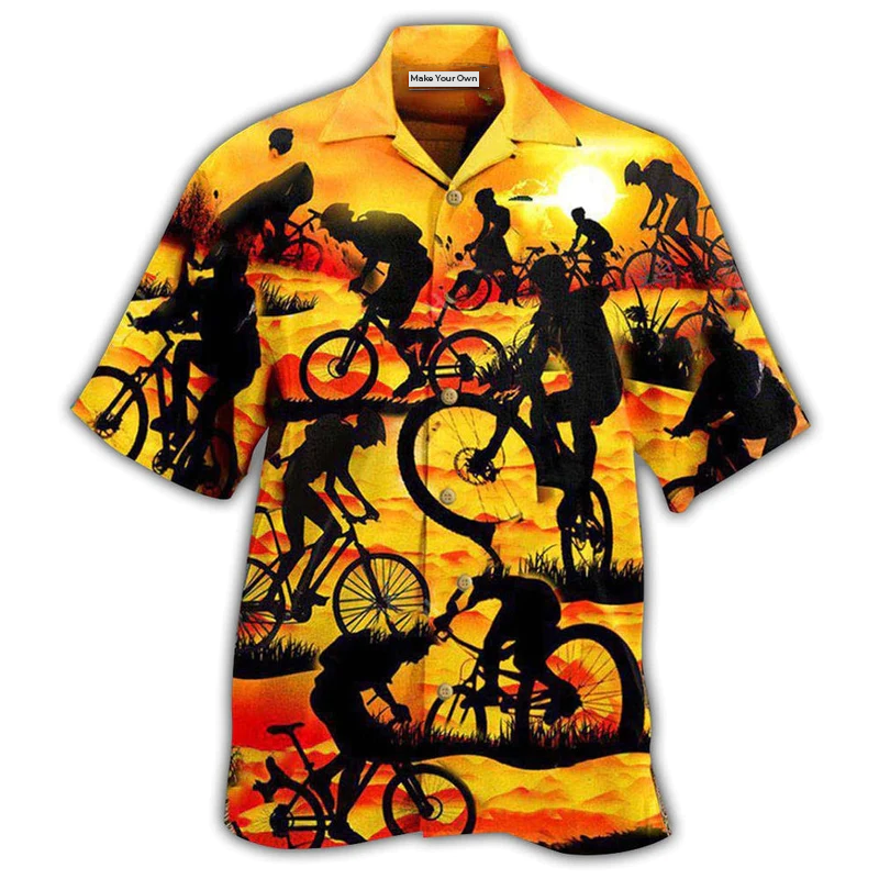 Hawaiian Shirt / Adults / S Bicycle It's Not A Race It's A Journey On The Sunset - Hawaiian Shirt - Reefox