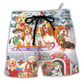 Beach Short / Adults / S Dog Snowman Christmas Tree Merry Xmas - Beach Short Reefox - Owls Matrix LTD