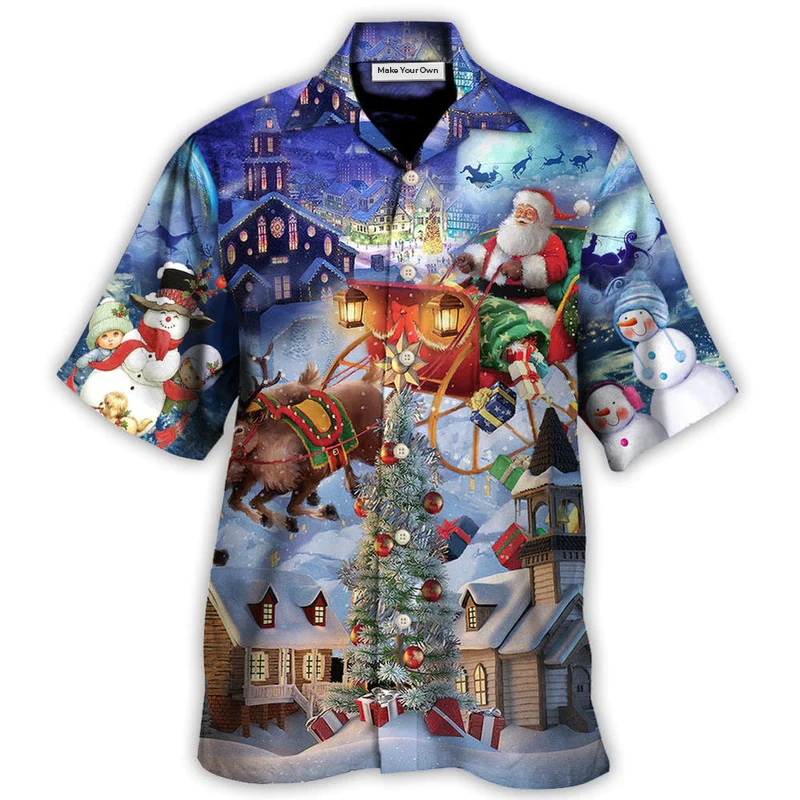Hawaiian Shirt / Adults / S Christmas Rudolph Santa Claus Reindeer Gift Light Art Style - Hawaiian Shirt - Reefox