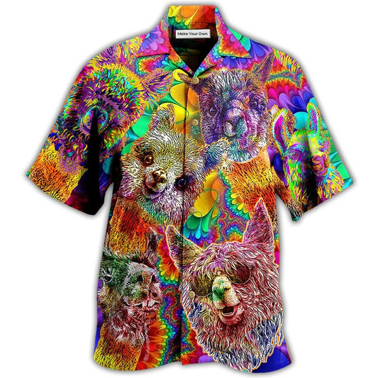Hawaiian Shirt / Adults / S Lama Happiness Smile Mix Color - Hawaiian Shirt - Reefox