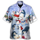Christmas Penguin Family In Love Christmas Art Style - Hawaiian Shirt - Reefox