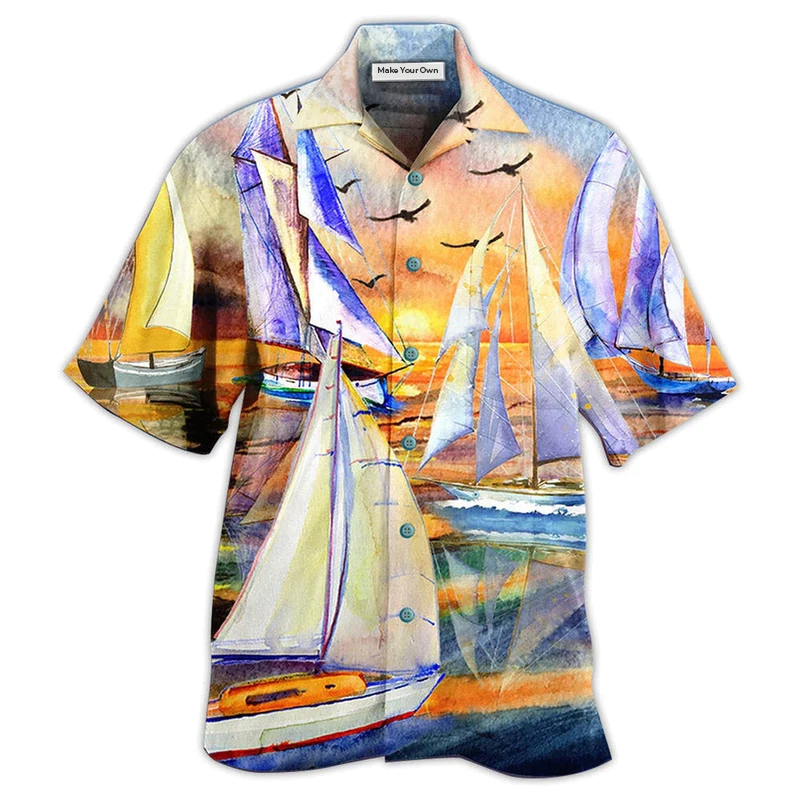 Hawaiian Shirt / Adults / S Sailing Beach Sunset Romantic - Hawaiian Shirt - Reefox