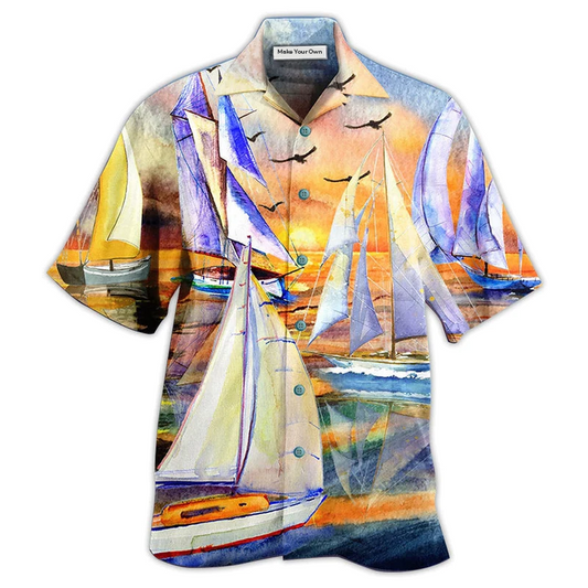 Hawaiian Shirt / Adults / S Sailing Beach Sunset Romantic - Hawaiian Shirt - Reefox