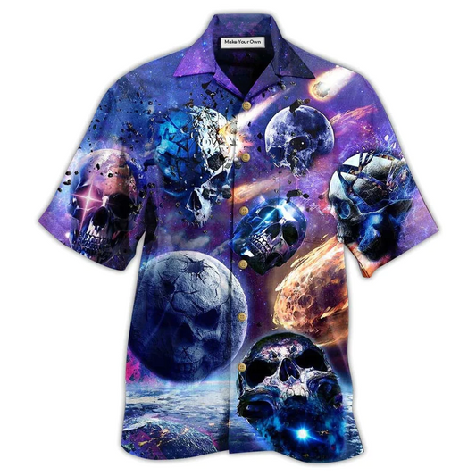 Hawaiian Shirt / Adults / S Skull Planet Galaxy - Hawaiian Shirt - Reefox