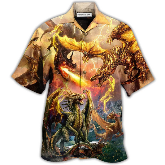 Hawaiian Shirt / Adults / S Dragon Fight To Defend The Territory - Hawaiian Shirt - Reefox