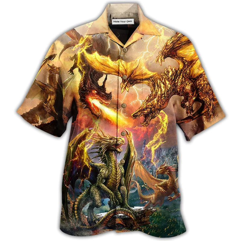 Hawaiian Shirt / Adults / S Dragon Fight To Defend The Territory - Hawaiian Shirt - Reefox
