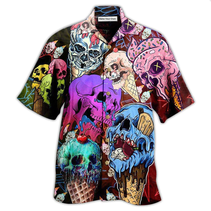 Hawaiian Shirt / Adults / S Skull And Ice Cream - Hawaiian Shirt - Reefox