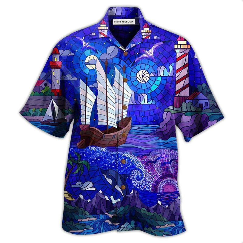 Hawaiian Shirt / Adults / S Lighthouse Stained Glass - Hawaiian Shirt - Reefox