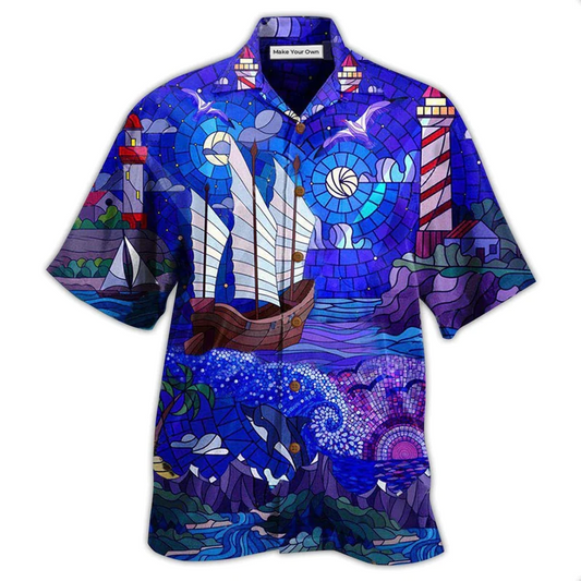Hawaiian Shirt / Adults / S Lighthouse Stained Glass - Hawaiian Shirt - Reefox