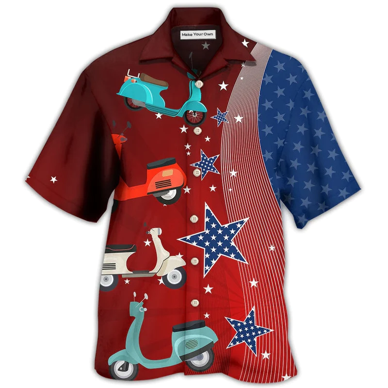 Hawaiian Shirt / Adults / S Scooter USA Star Independence Day - Hawaiian Shirt - Reefox