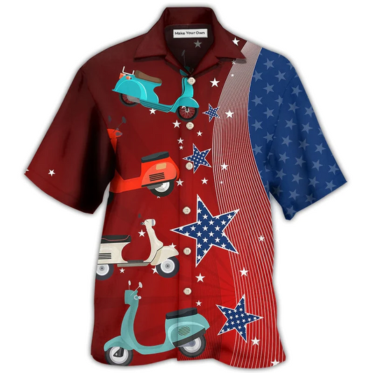 Hawaiian Shirt / Adults / S Scooter USA Star Independence Day - Hawaiian Shirt - Reefox