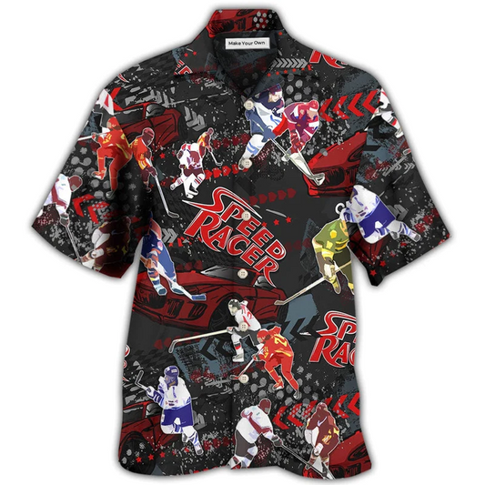 Hawaiian Shirt / Adults / S Racing I Like Racing And Hockey - Hawaiian Shirt - Reefox