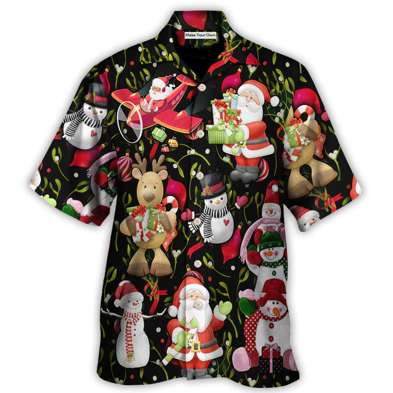 Hawaiian Shirt / Adults / S Christmas Joyful Santa Snowman Merry Xmas - Hawaiian Shirt - Reefox