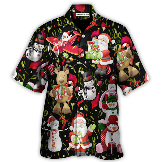 Hawaiian Shirt / Adults / S Christmas Joyful Santa Snowman Merry Xmas - Hawaiian Shirt - Reefox