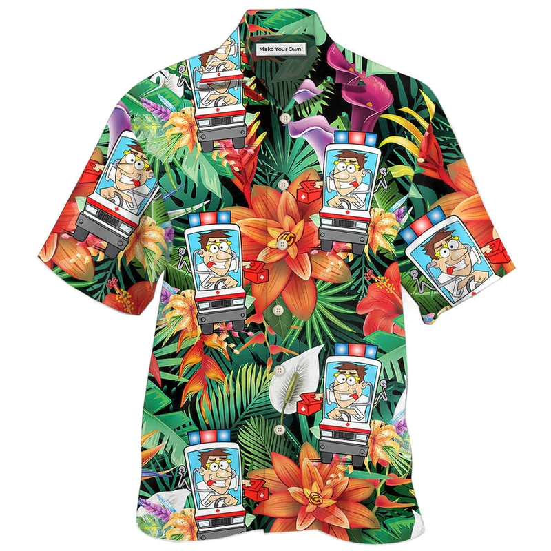 Hawaiian Shirt / Adults / S Ambulance Driver Tropical Floral Style - Hawaiian Shirt - Reefox