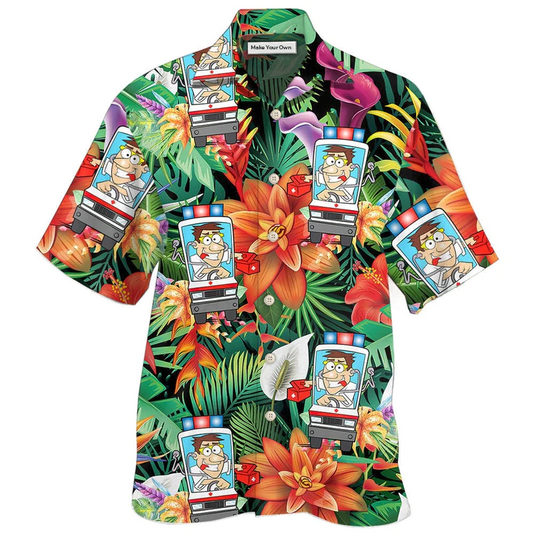 Hawaiian Shirt / Adults / S Ambulance Driver Tropical Floral Style - Hawaiian Shirt - Reefox