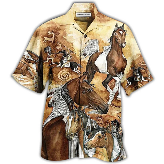 Hawaiian Shirt / Adults / S Native American Horse - Hawaiian Shirt - Reefox