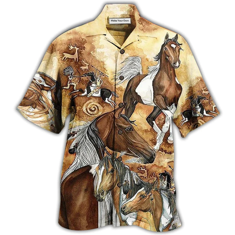 Hawaiian Shirt / Adults / S Native American Horse - Hawaiian Shirt - Reefox