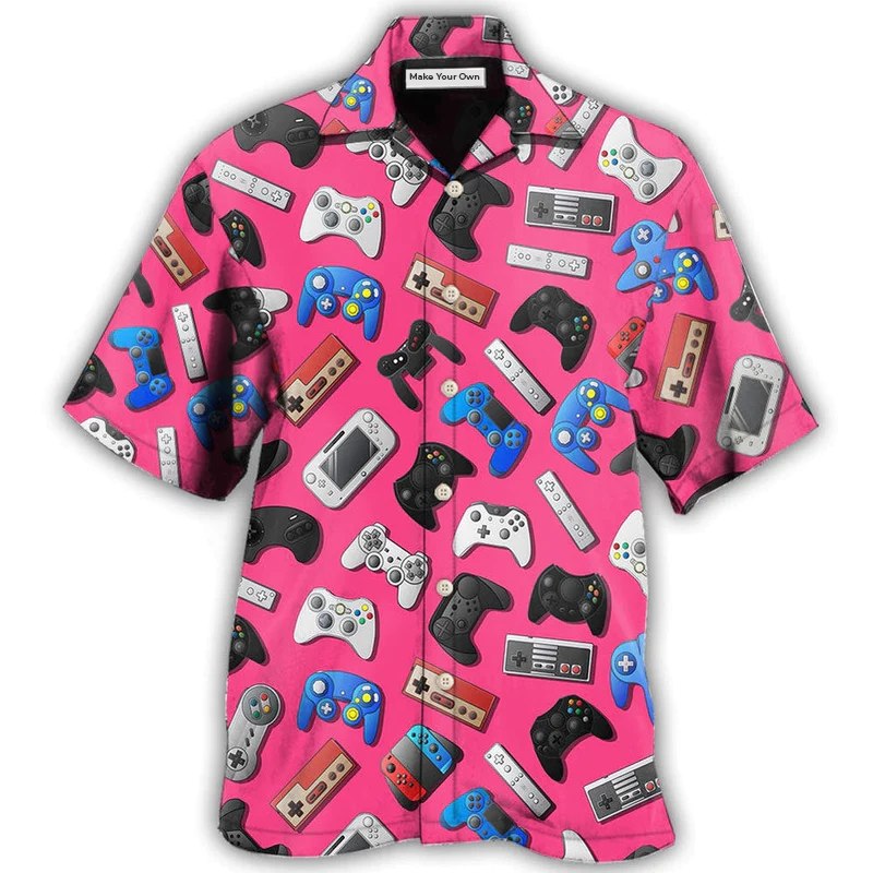Hawaiian Shirt / Adults / S Game A Pink Video Game So Fun - Hawaiian Shirt - Reefox