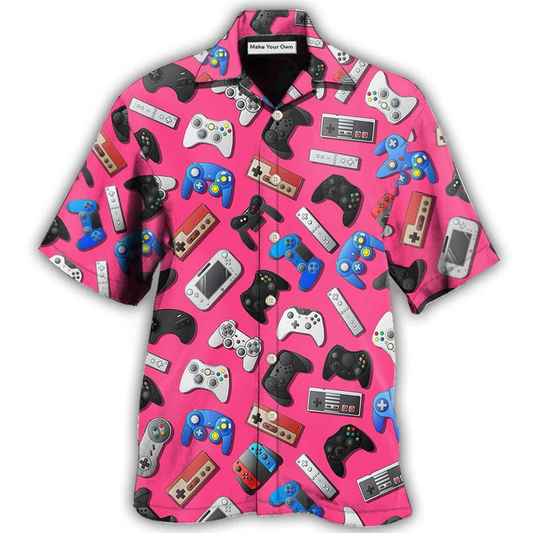 Hawaiian Shirt / Adults / S Game A Pink Video Game So Fun - Hawaiian Shirt - Reefox